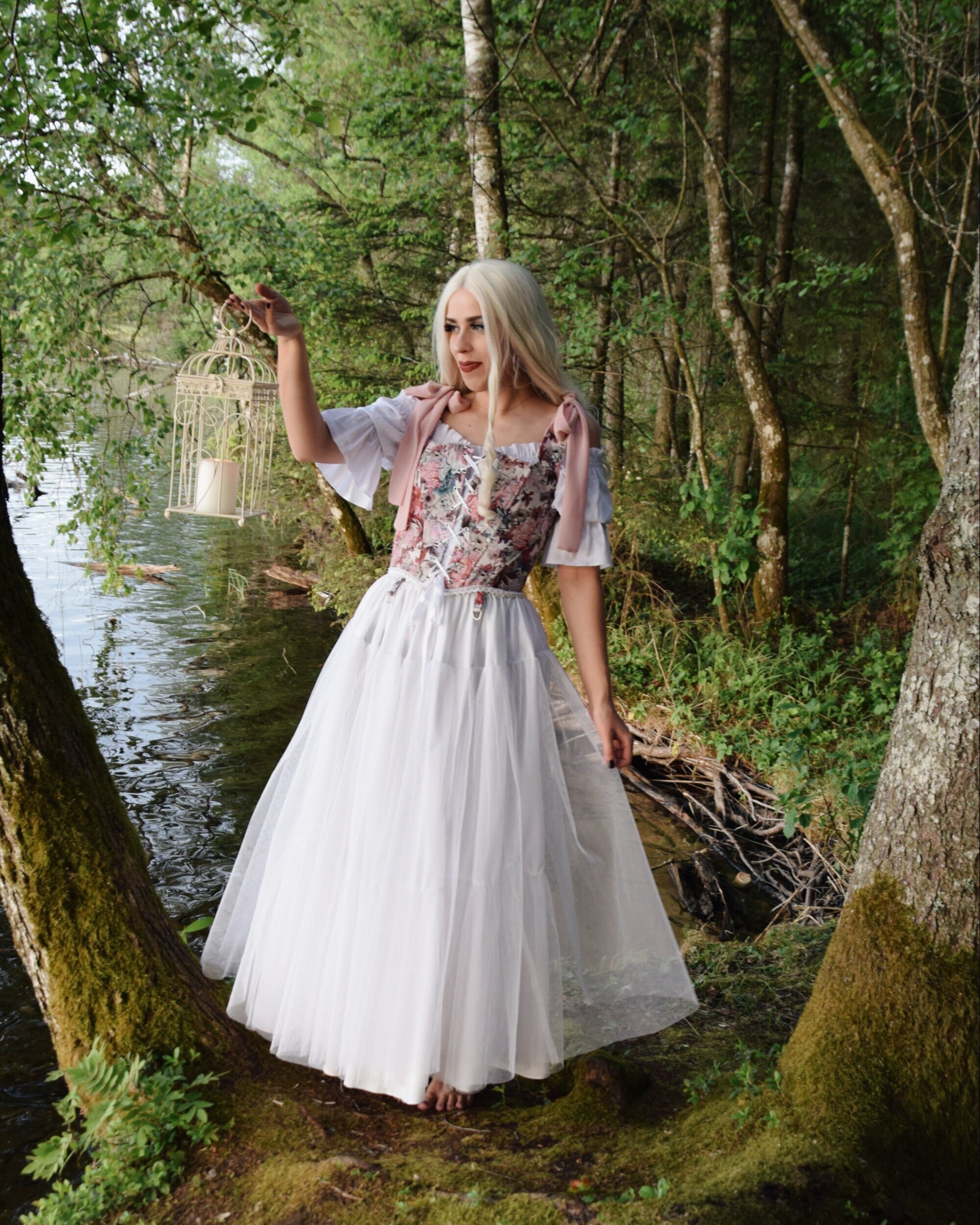 Fairycore dress with corset back, pockets and hood. — Celtic Fusion