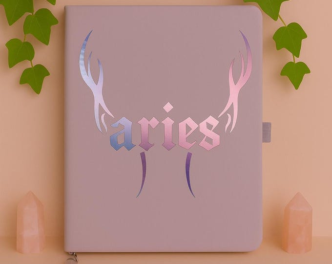 Aries Zodiac Journal with Crystal Bookmark