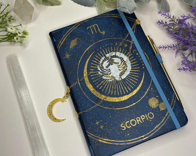 Scorpio Zodiac Journal w/ Lapis Lazuli Bookmark | Intuition Journal