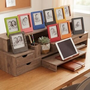 Set of 10 Mini Wooden Picture Frames, Colorful Polaroid Style, Nursery Office Gift