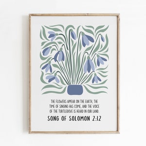 Song of Solomon 2:12 Verse Wall Art, The Flowers Appear on the Earth, Christian Scripture, Bible Verse Print, Modern Christian Print