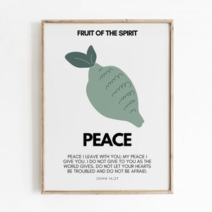 John 14:27 Fruit of the Spirit printable wall art print, Christian wall art, Scripture digital wall art, Peace bible verse, Modern Christian