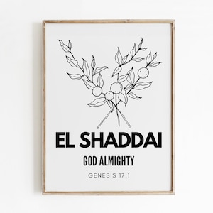 Printable El Shaddai Wall Art, Instant Download Christian Scripture, Bible Verse Print, Boho Wall Art, Modern Minimalistic, Christian Print