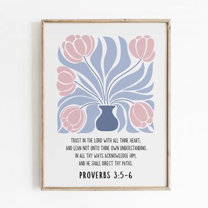 Proverbs 3:5-6 Trust in the Lord Christian Art, Christian Scripture, Bible Verse Print, Modern Christian Home Decor, Christian Faith Poster