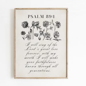 Psalm 89:1 Christian Poster Christian Scripture Bible Verse Print Vintage Christian Home Decor Christian Faith Poster Christian Farmhouse
