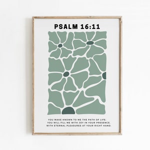Psalm 16:11 Bible Verse Print, Path of life fill me with joy in your presence scripture bible verse wall art christian home decor printable