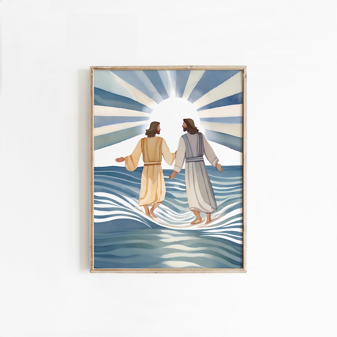 Jesus and Peter Walk on Water Christian Modern Bible Wall Art Jesus ...