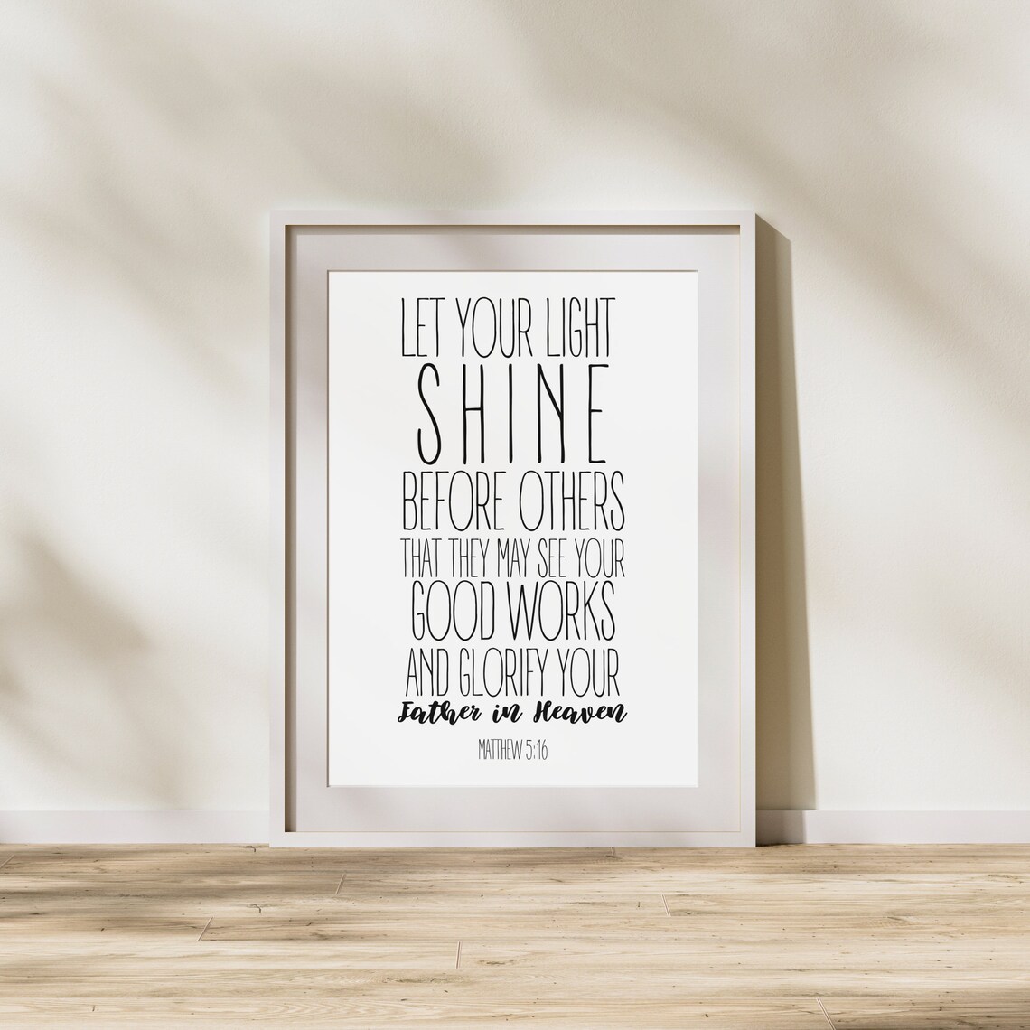 Matthew 5:16 Let Your Light Shine Before Others, Bible Verse Wall Art ...