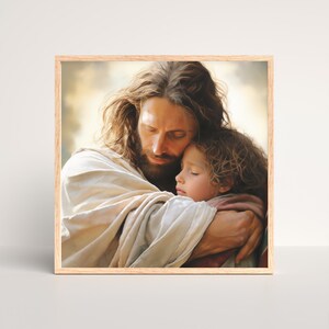 Holy Embrace Child of God Print, Jesus Portrait, Jesus Print, Jesus Wall Art, Scripture Wall Art, Jesus Picture, Holy Home Decor