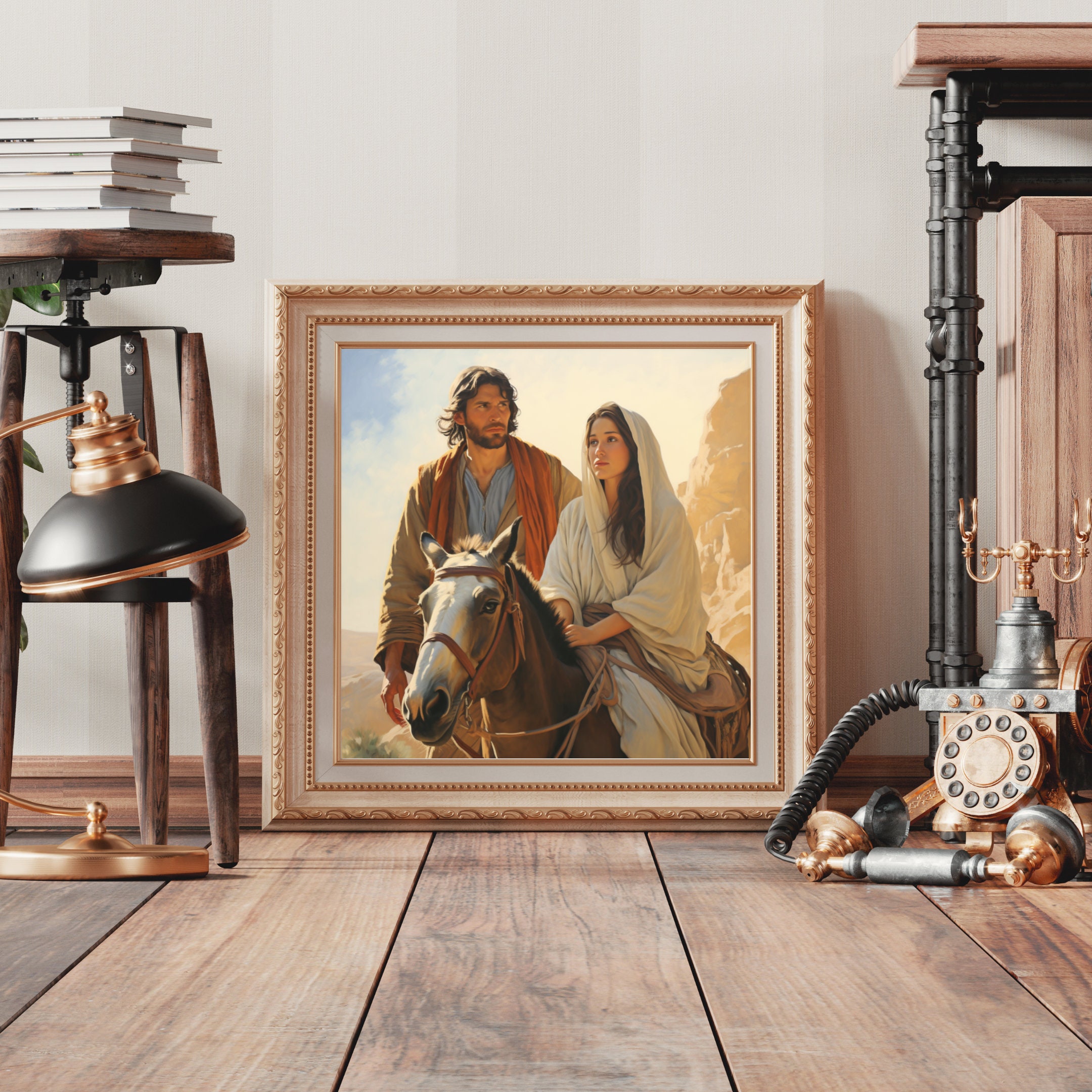 Joseph and Mary&rsquo;s Trip to Bethlehem Poster Religious Wall Art Holy