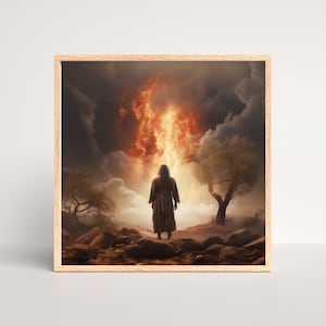 Burning Bush DIGITAL DOWNLOAD Jesus Bible Art, Modern Bible Poster, Jesus Print Art Bible, Home decor wall art, Bible scripture