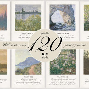 Tarjetas de las Escrituras NVI, 120 tarjetas con versículos bíblicos, regalos cristianos, decoración del hogar basada en la fe, diario devocional, tarjetas de oración diarias, descarga digital