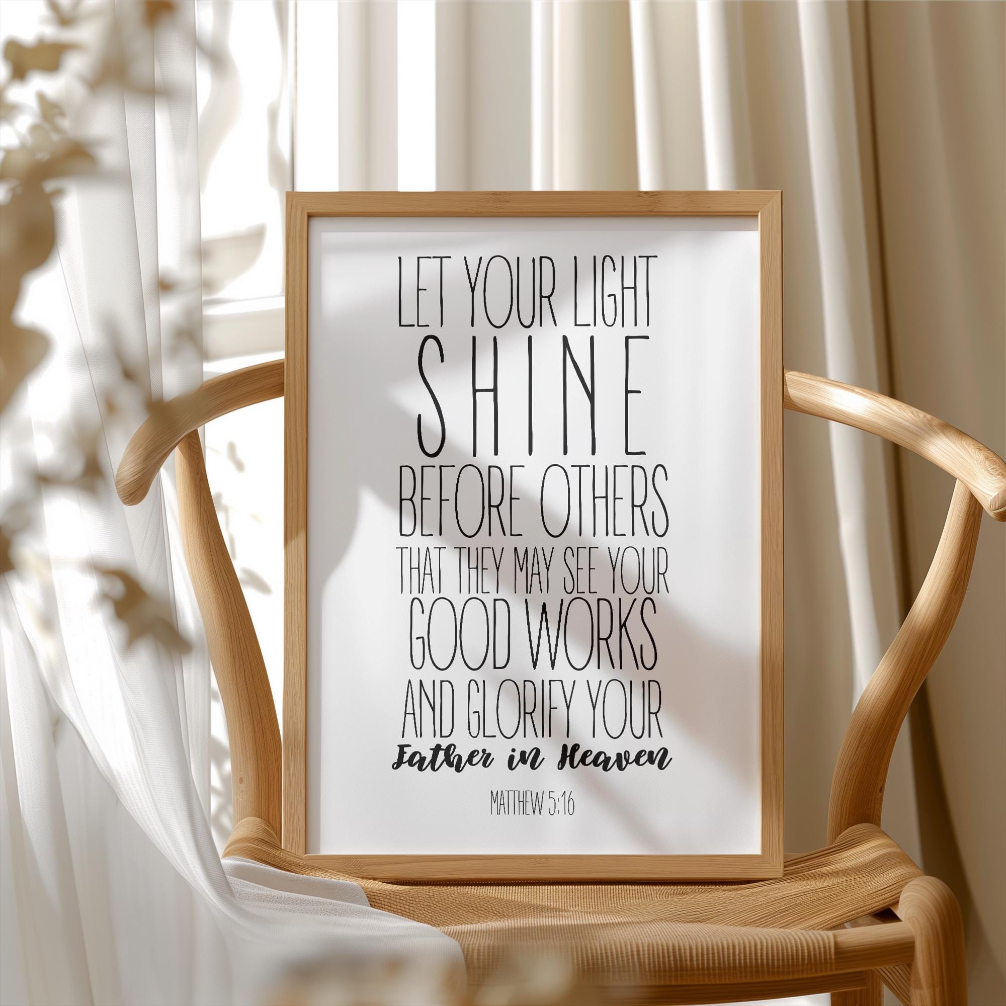 Matthew 5:16 Let Your Light Shine Before Others, Bible Verse Wall Art ...
