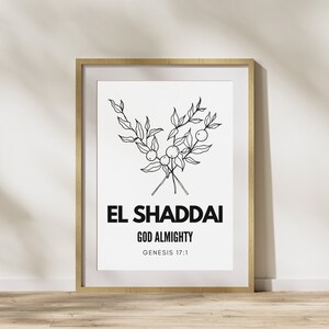 Printable El Shaddai Wall Art, Instant Download Christian Scripture ...