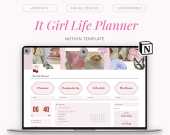It Girl Notion Life Planner, All-in-One Notion Dashboard (Digital Download)