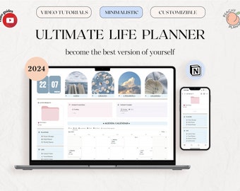 2024 New All in One Notion Template Dashboard, Notion Ultimate Life Planner, Notion That Girl Planner , Personal Digital Planner Aesthetic