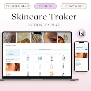 Skincare Tracker Notion Template, Notion Skincare Planner, Skincare Routine Planner, Self Care Planner, Notion Planner Beauty Tracker