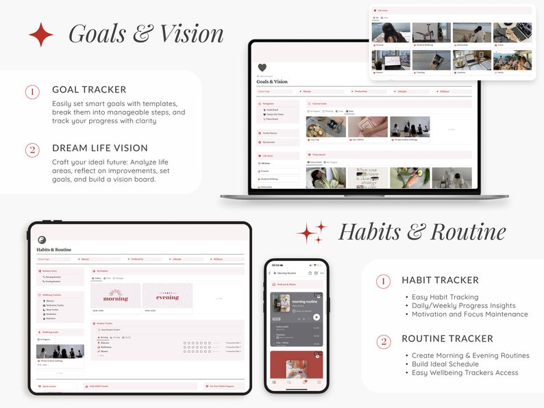 2026 Notion Life Planner Template, Coquette Dashboard (Digital Download) image 5