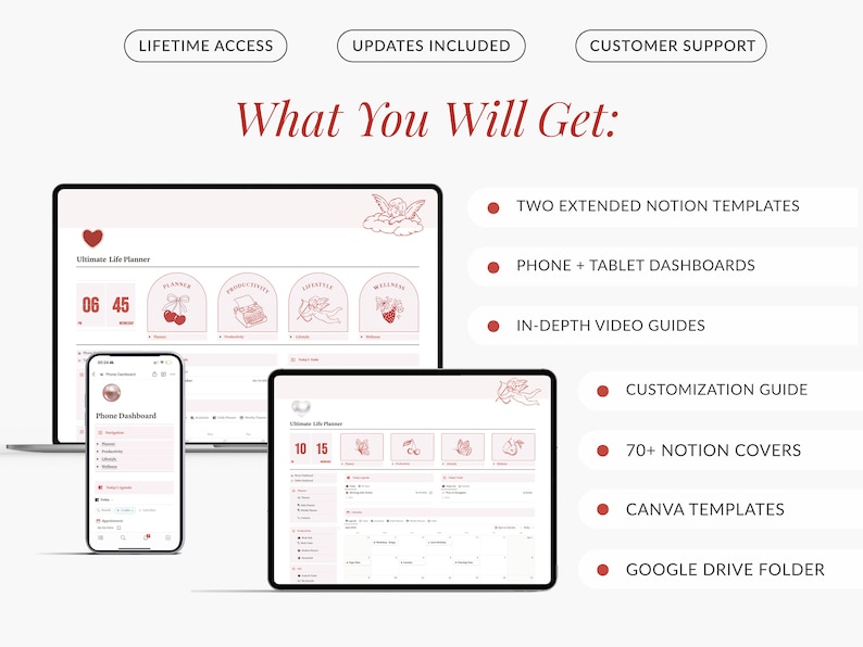 2026 Notion Life Planner Template, Coquette Dashboard (Digital Download) image 10