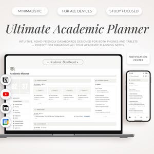 Academic Planner | ADHD Student Notion Template | Academic & College Planner | Study Notion Dashboard | Assignment, Homework Tracking