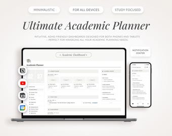 Notion Academic Planner, ADHD Student Dashboard & Assignment Tracker (Digital Download)