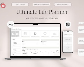 Ultimate Life Planner Notion Template - All-in-One Customizable Digital Planner 2025