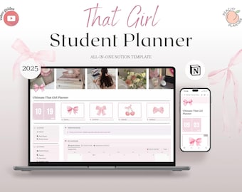 2025 Notion Template Student Planner All in One Notion Life Planner Notion College Notion ADHD Notion Personal Planner Minimal Aesthetic