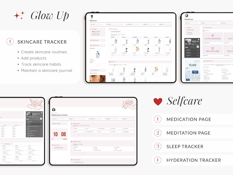 2026 Notion Life Planner Template, Coquette Dashboard (Digital Download) image 4