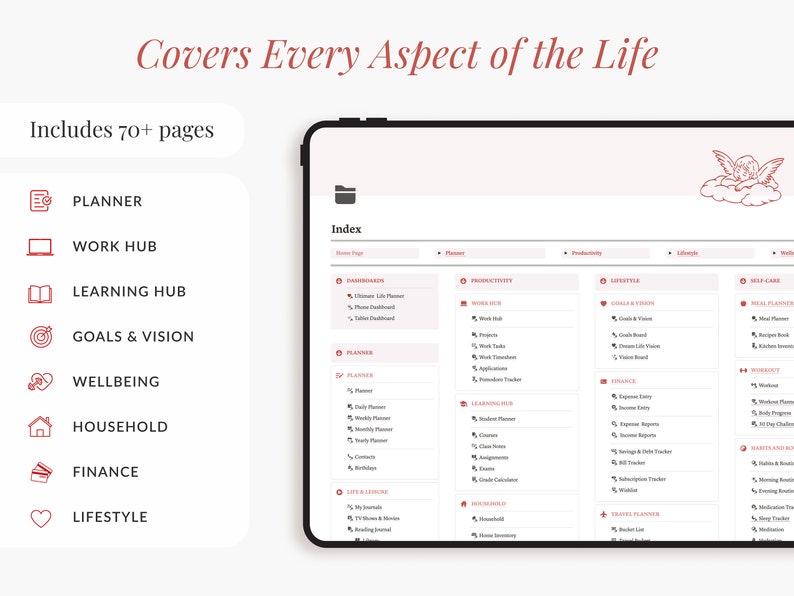 2026 Notion Life Planner Template, Coquette Dashboard (Digital Download) image 2