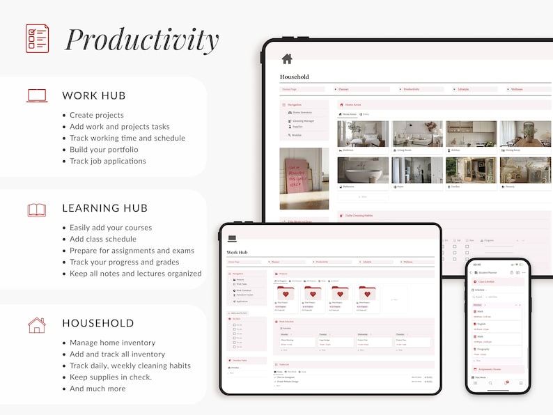 2026 Notion Life Planner Template, Coquette Dashboard (Digital Download) image 6