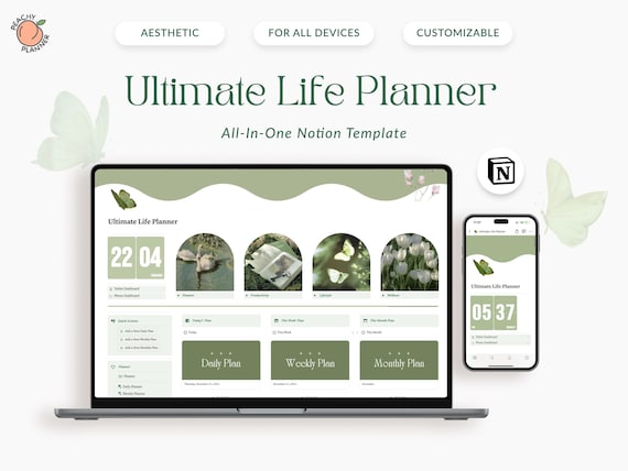 2026 Notion Life Planner Template, Cottagecore Dashboard (Digital Download)