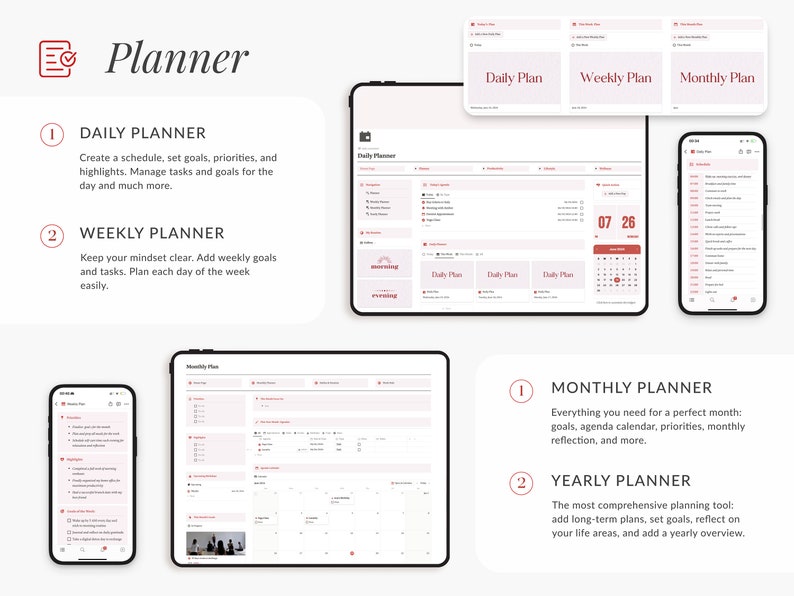 2026 Notion Life Planner Template, Coquette Dashboard (Digital Download) image 3