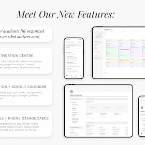 University Student Planner Notion Template, ADHD Study Dashboard (Digital Download) image 2