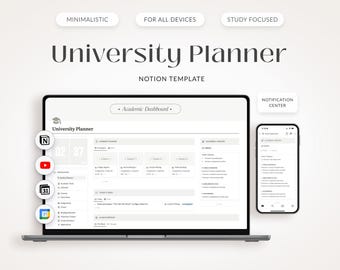Ultimate Notion Student Planner 2024 | ADHD University Dashboard | Minimalist College & University Planner | Aesthetic Student Planner