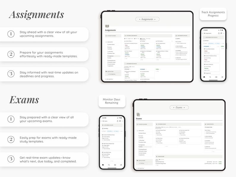 University Student Planner Notion Template, ADHD Study Dashboard (Digital Download) image 7