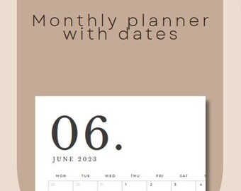 Digital Printable Monthly Planner 2023