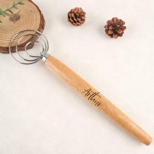 Personalized Kitchen Whisk, Stainless Steel Coil Egg Beater Wooden Handle, Dough Whisk, Danish Dough Whisk, Baking Gifts, Bread Making