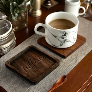 Personalized Wood coasters, Coasters with Holder, Custom Coasters, Elegant Home Decor Accessories,Housewarming Gift, Wedding Shower Favors