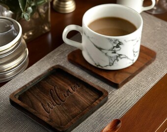 Personalized Wood coasters, Coasters with Holder, Custom Coasters, Elegant Home Decor Accessories,Housewarming Gift, Wedding Shower Favors