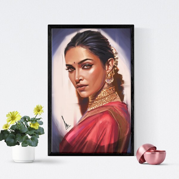 Deepika Padukone Wall Art | Indian Art | Printable Wall Art | Instant Download | Wall Decor | Celebrity Portrait | Film Poster| Portrait Art