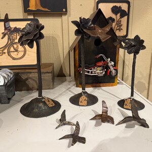 Hand Forged Flower & Hummingbird