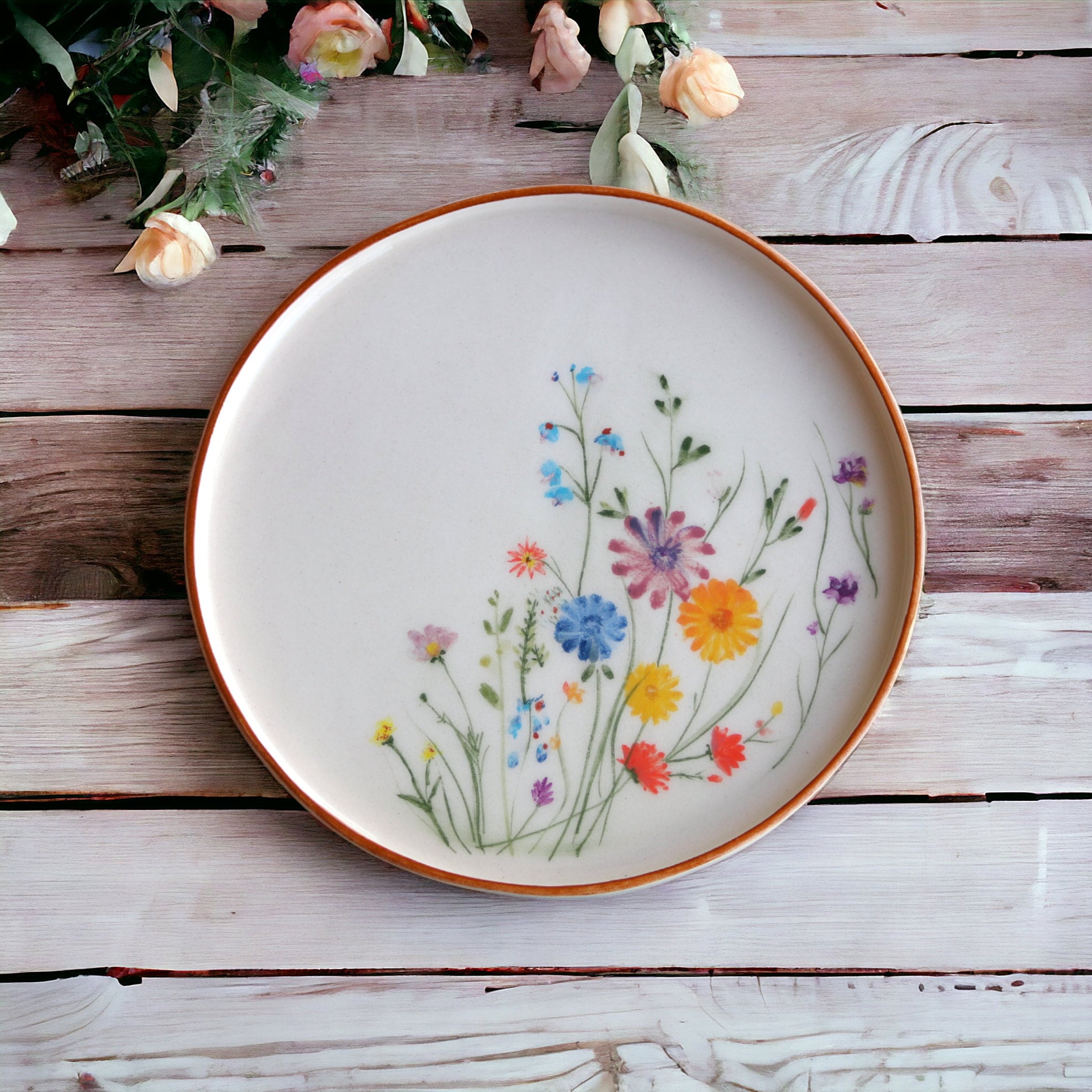 Handmade Wildflower Ceramic Plate 8