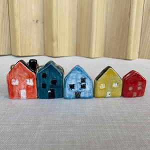 Tiny Ceramic House - Ceramic Miniature House - Mini Ceramic Houses - Pottery Tiny House - Xmas Decor - Home Decor - Holiday Gift - Ornament