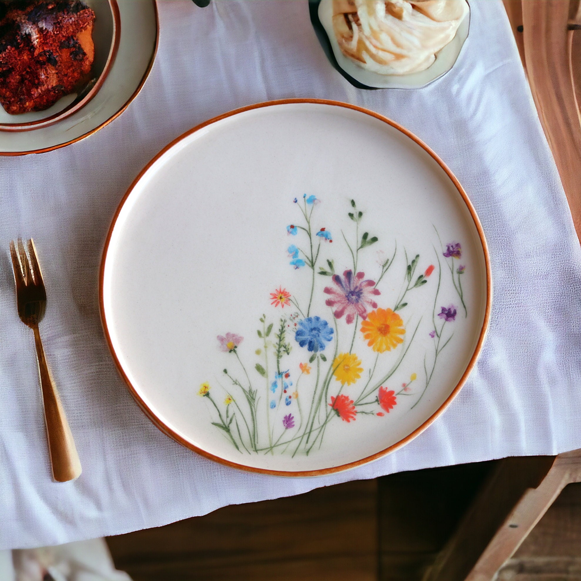 Handmade Wildflower Ceramic Plate 8 Floral Meadow Pottery Rustic Kitchen Decor Perfect Gift for Girlfriend or Mother Unique Tableware Etsy