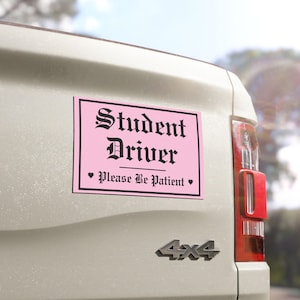 Student Driver Please Be Patient Pink Car Magnet, Car Decal, New Driver Gift, Driving School Supplies, Driver Training