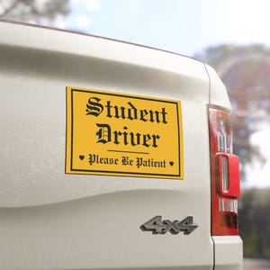 Student Driver Please Be Patient Yellow Car Magnet, Car Decal, New Driver Gift, Driving School Supplies, Driver Training