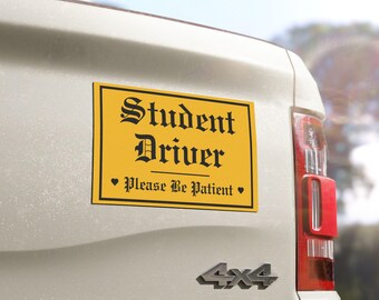 Oracal Student Driver Bumper Sticker – Yellow 'Please Be Patient' Vinyl Decal, 2-Pack
