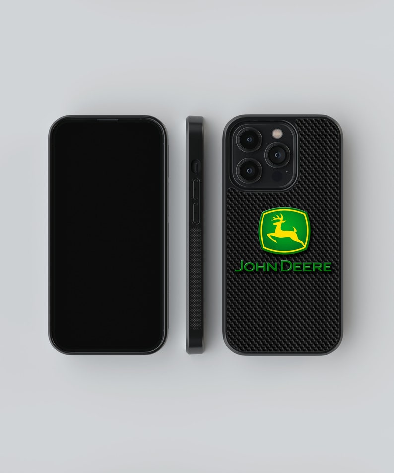 Shockproof JOHN DEERE carbon and black design phone case for iPhone and Samsung models, JOHN deere accessories, protective phone case, gift image 5