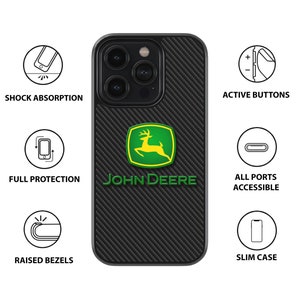 Étui pour téléphone antichoc JOHN DEERE en carbone et noir pour modèles iPhone et Samsung, accessoires JOHN DEERE, étui de protection pour téléphone, cadeau image 2