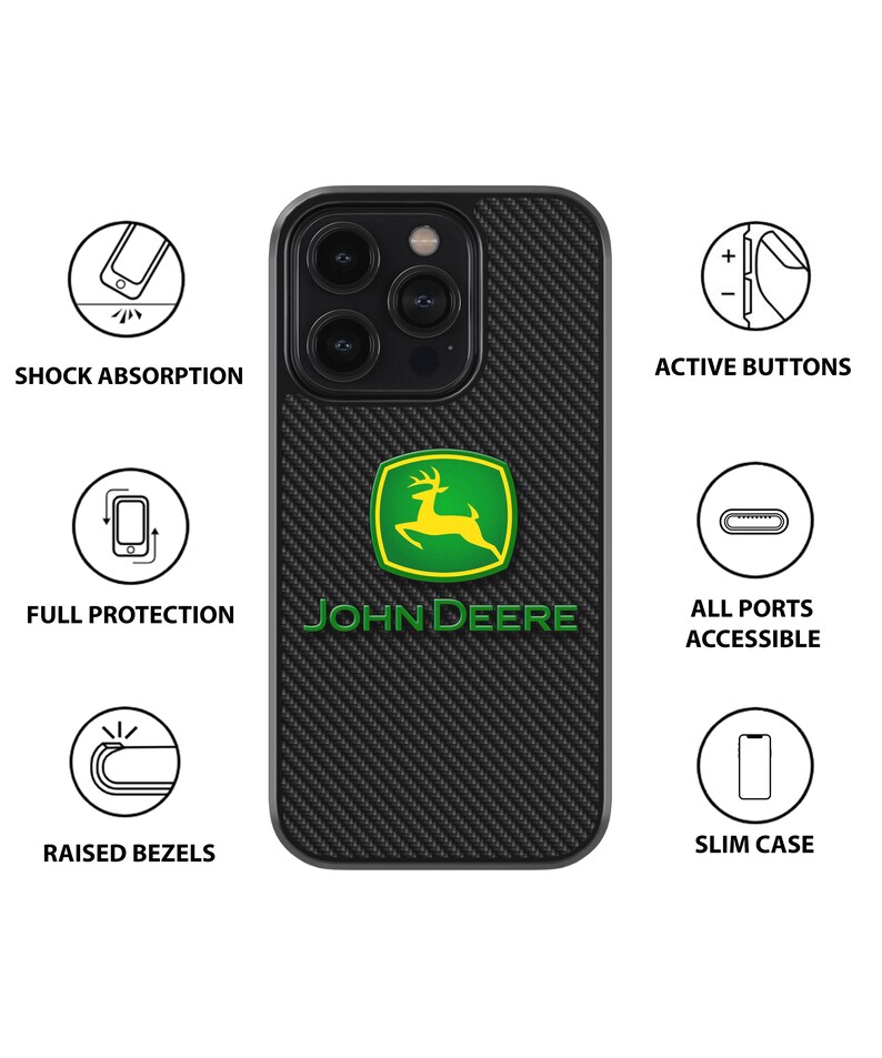 Coque de téléphone design antichoc JOHN DEERE carbone et noir - Etsy France